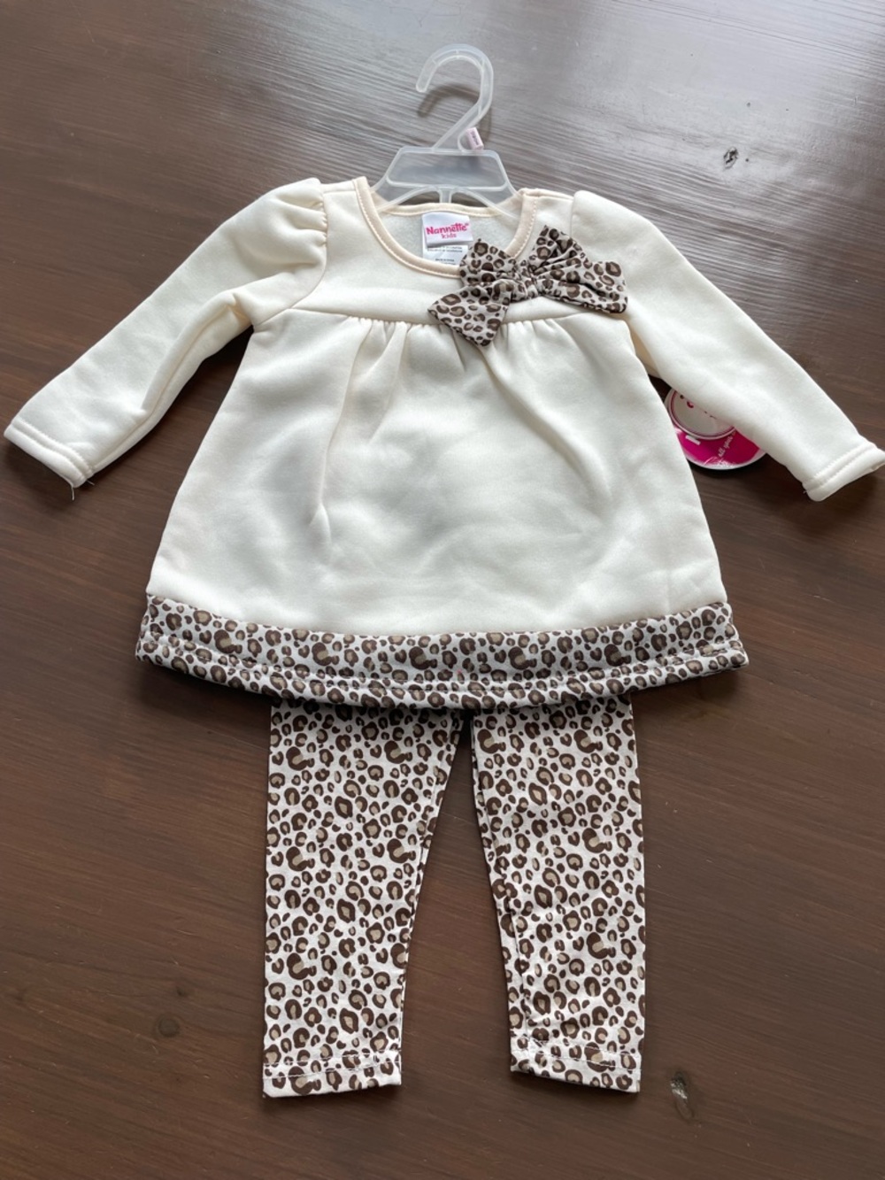 NWT Nanette Kids Leopard Print Fleece Lined Top & Leggings 2pc Set 12M